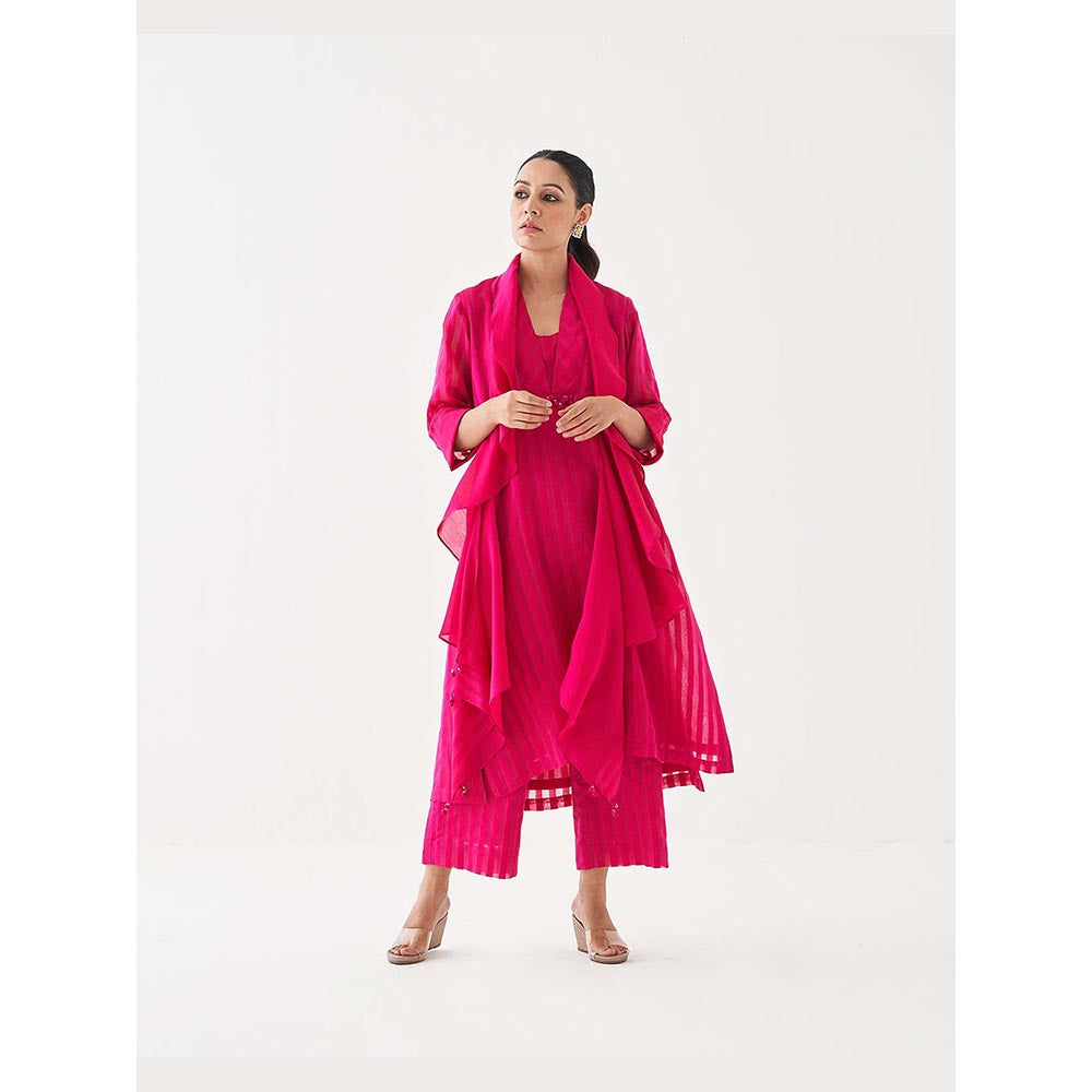 Vaaya The Royal Rani Silk Chanderi Ensemble Kurta and Pant with Waterfall Scarf