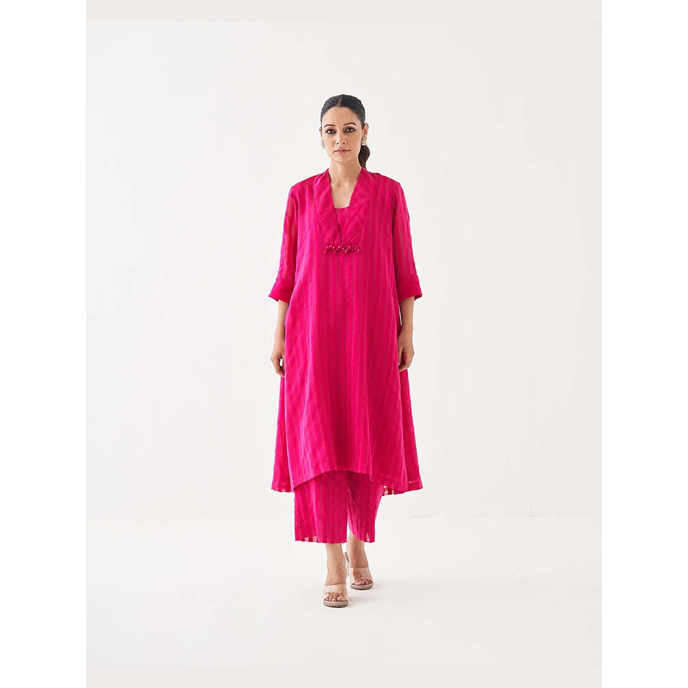 Vaaya The Royal Rani Silk Chanderi Ensemble Kurta and Pant with Waterfall Scarf