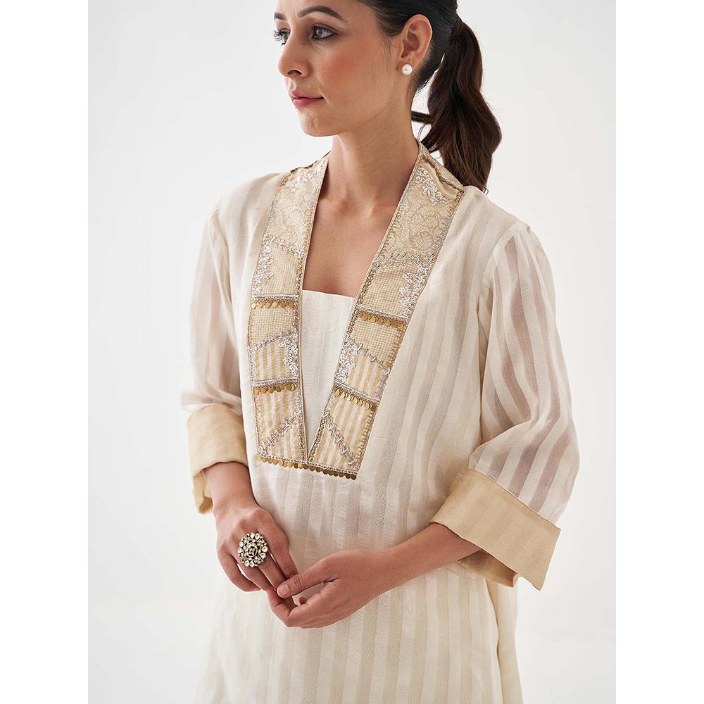 Vaaya The Chandani Silk Chanderi Ensemble Handwork Kurta with Pant