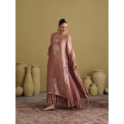 Vaaya The Rose Pink Banarasi Tissue and Silk Chanderi Kalidaar Kurta