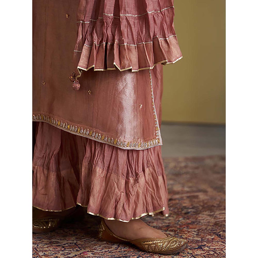 Vaaya The Rose Pink Banarasi Tissue and Silk Chanderi Kalidaar Kurta