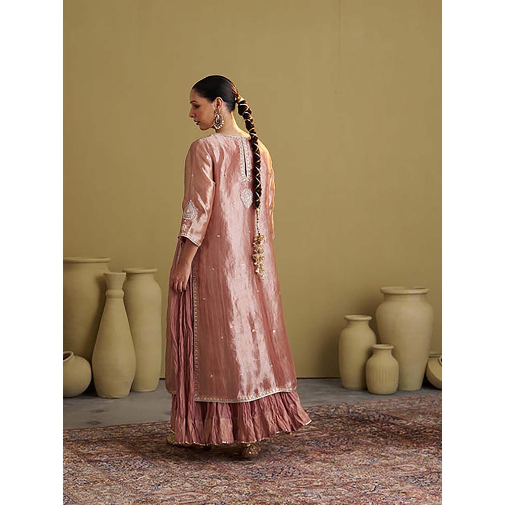 Vaaya The Rose Pink Banarasi Tissue and Silk Chanderi Kalidaar Kurta