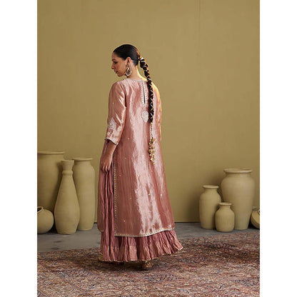 Vaaya The Rose Pink Banarasi Tissue and Silk Chanderi Kalidaar Kurta