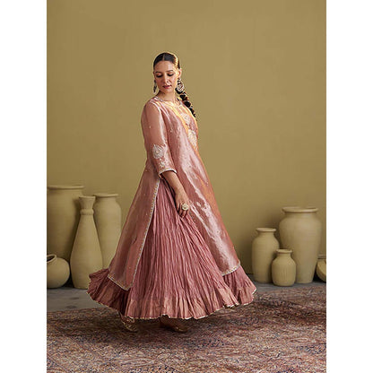 Vaaya The Rose Pink Banarasi Tissue and Silk Chanderi Kalidaar Kurta