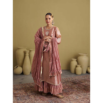 Vaaya The Rose Pink Banarasi Tissue and Silk Chanderi Kalidaar Kurta