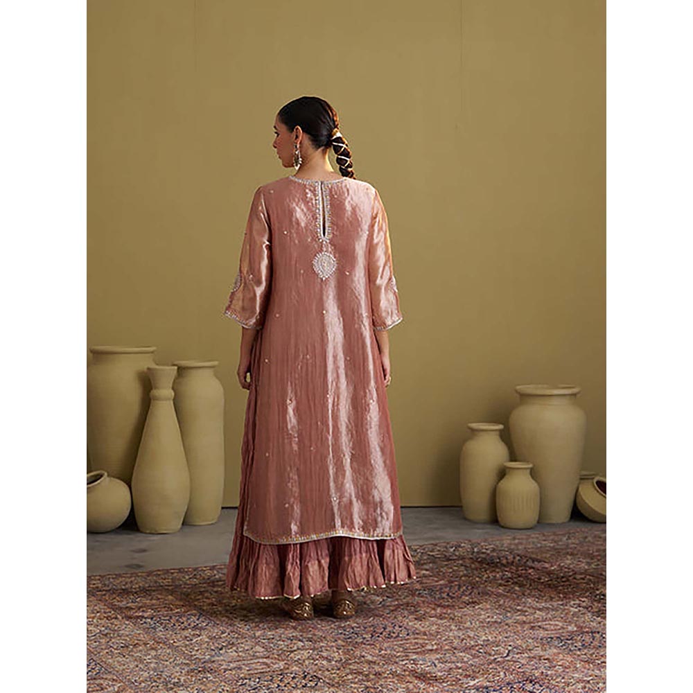 Vaaya The Rose Pink Banarasi Tissue and Silk Chanderi Kalidaar Kurta