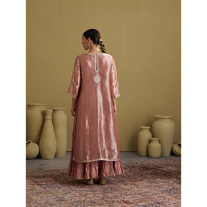 Vaaya The Rose Pink Banarasi Tissue and Silk Chanderi Kalidaar Kurta