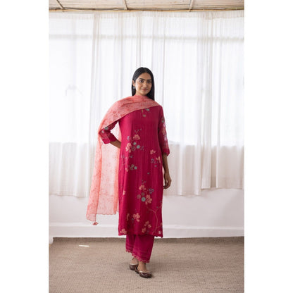 Vaayu Camellia Applique Kurta with Pant & Dupatta (Set of 3)