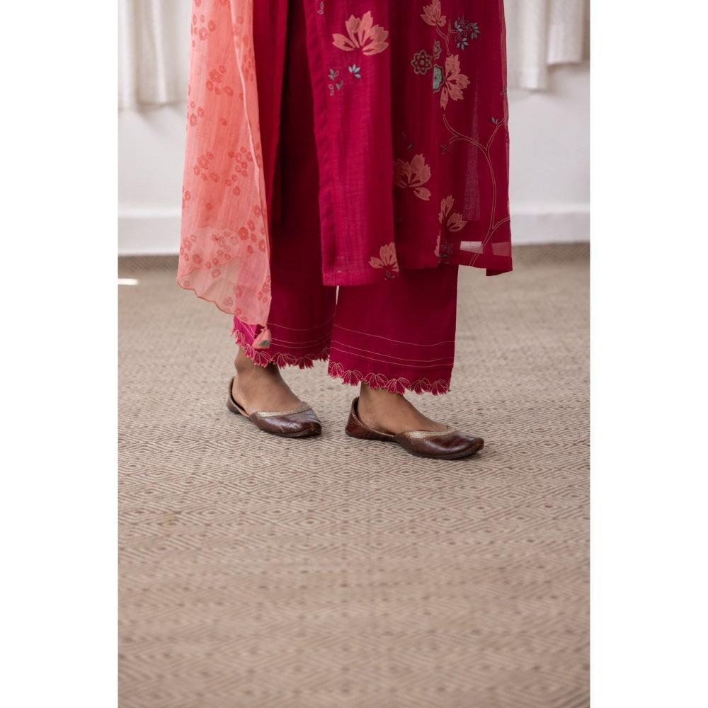 Vaayu Camellia Applique Kurta with Pant & Dupatta (Set of 3)