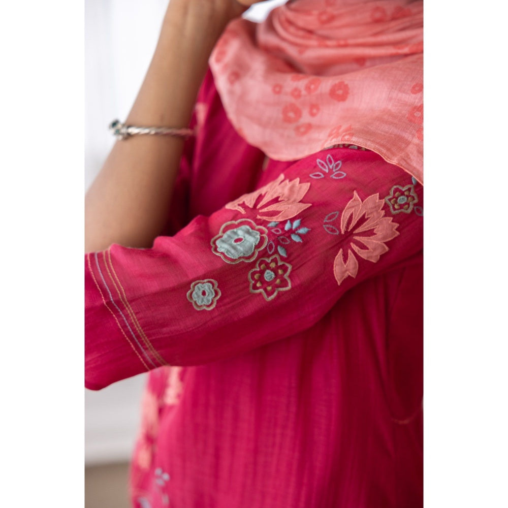 Vaayu Camellia Applique Kurta with Pant & Dupatta (Set of 3)