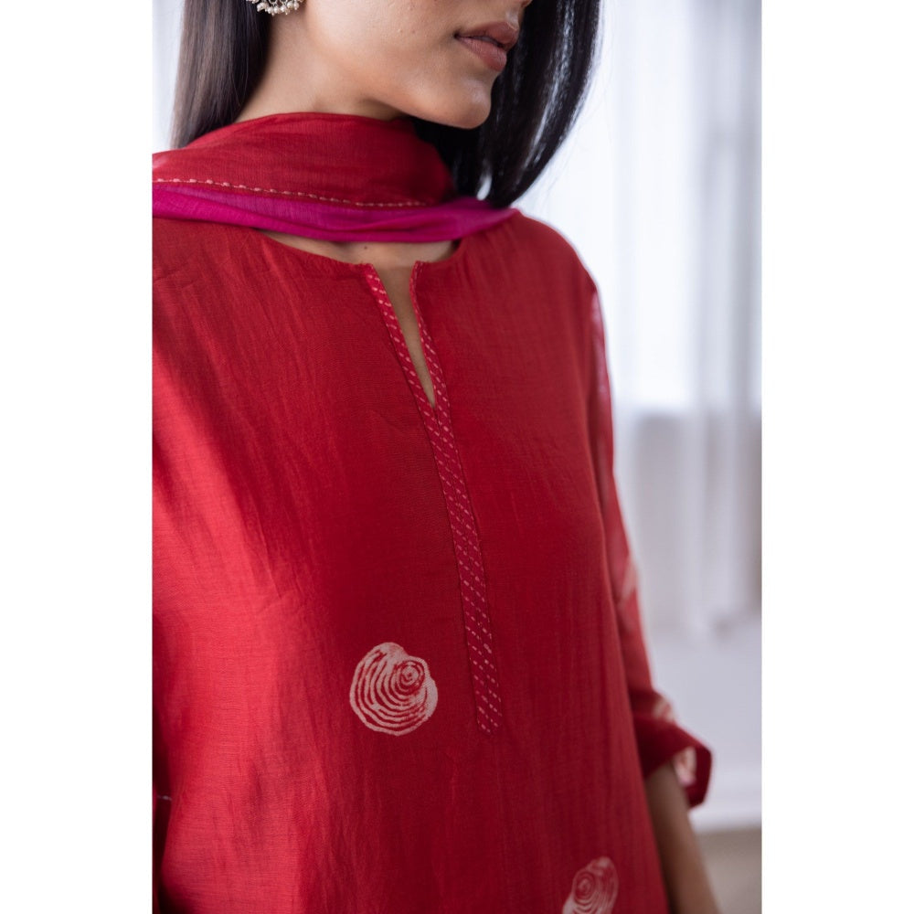 Vaayu Camellia Floral Applique Kurta with Pant & Dupatta (Set of 3)