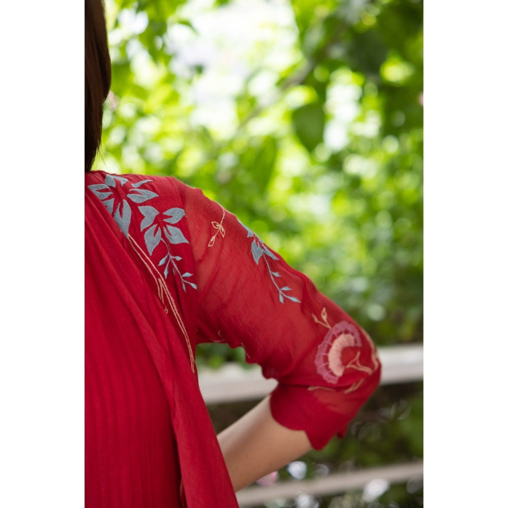 Vaayu Camellia Applique Jacket & Dress (Set of 2)
