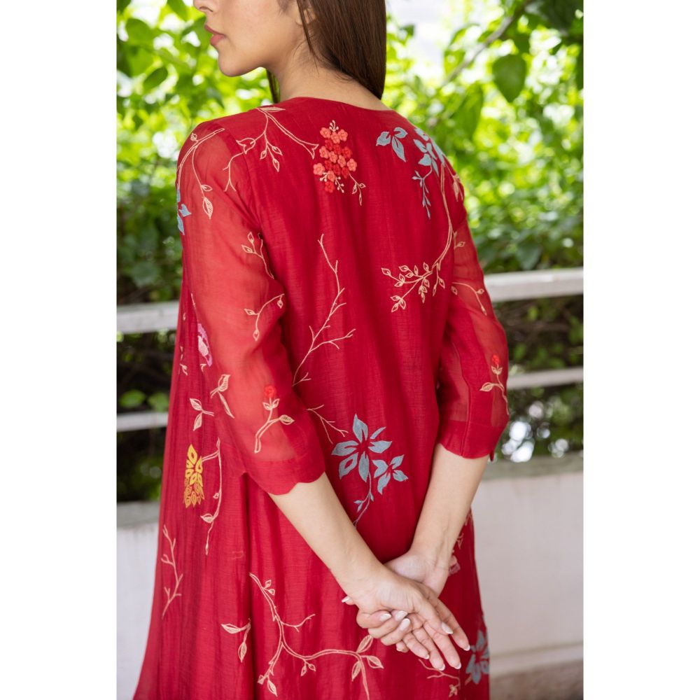 Vaayu Camellia Applique Jacket & Dress (Set of 2)