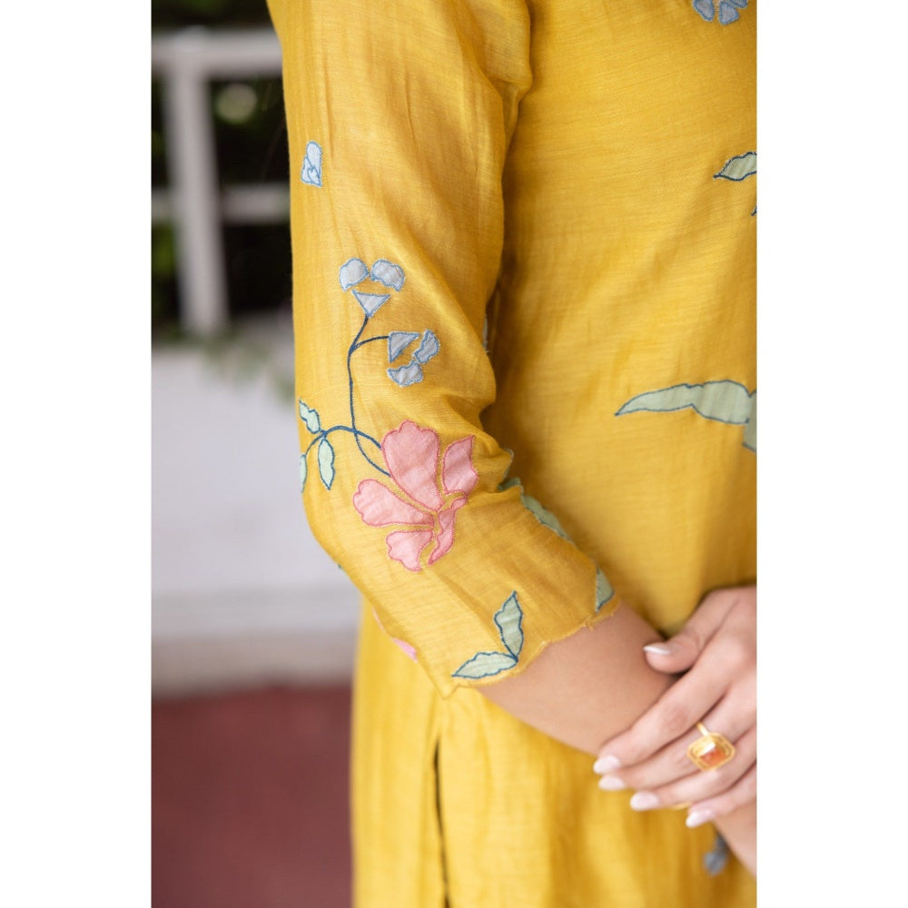 Vaayu Honeycomb Applique Kurta with Pant & Dupatta (Set of 3)