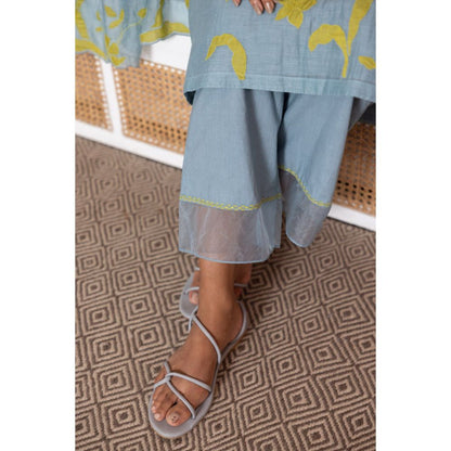 Vaayu Azure Floral Applique Kurta with Pant & Dupatta (Set of 3)