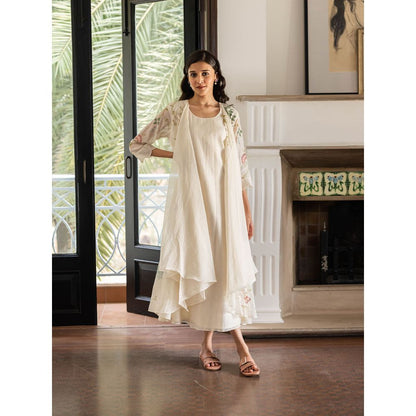 Vaayu Pearl Ivory Embroidered Jacket Dress