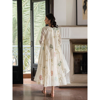 Vaayu Pearl Ivory Embroidered Jacket Dress