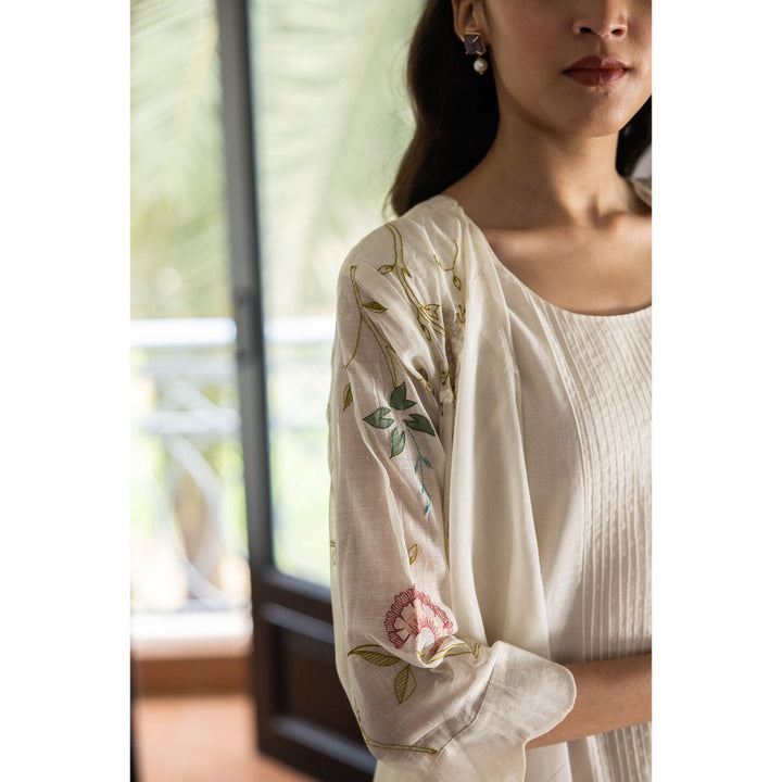 Vaayu Pearl Ivory Embroidered Jacket Dress