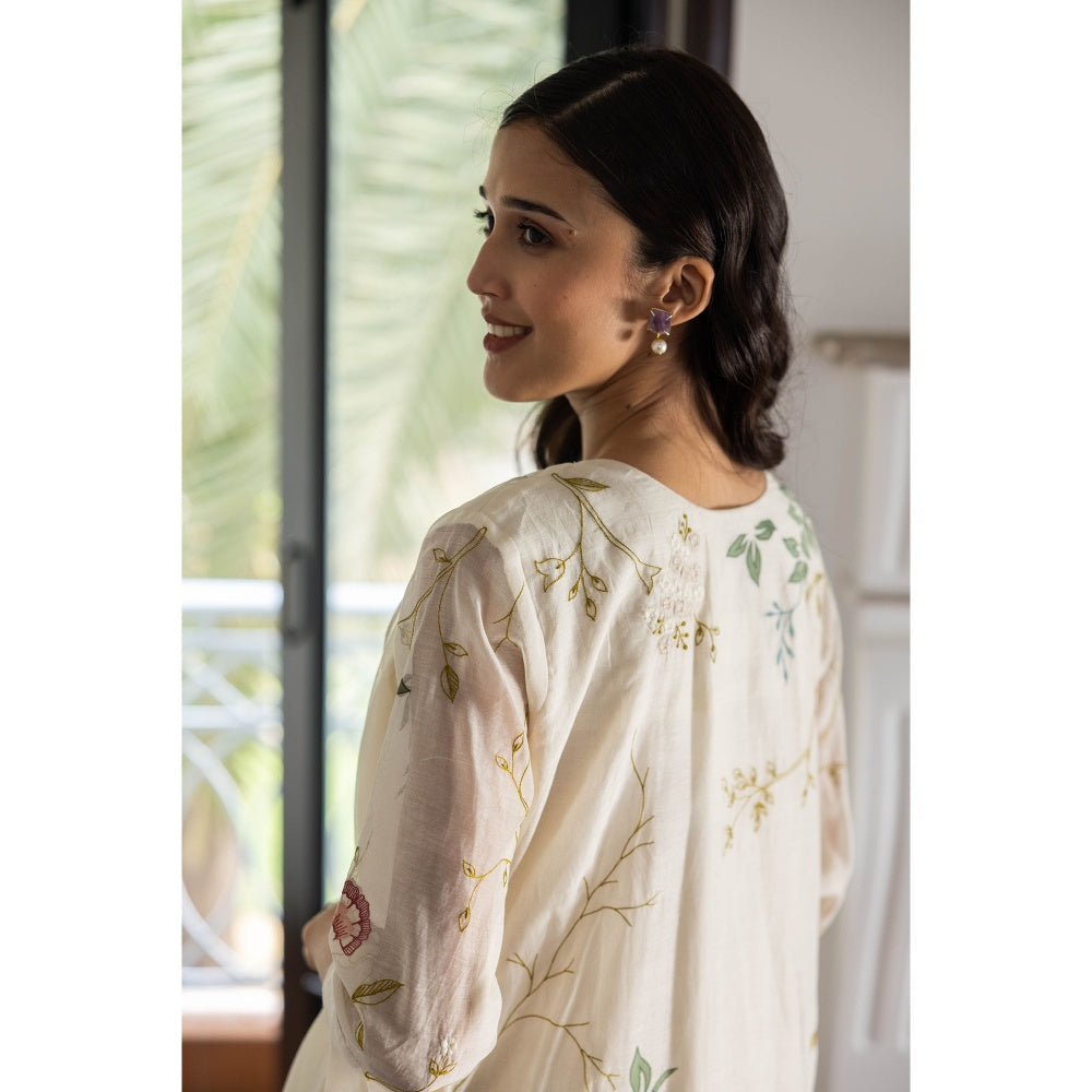 Vaayu Pearl Ivory Embroidered Jacket Dress