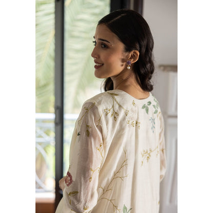 Vaayu Pearl Ivory Embroidered Jacket Dress