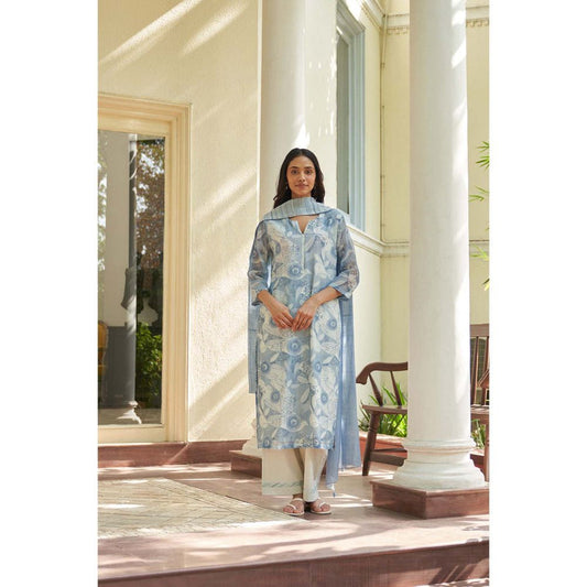 Vaayu Powder Blue Kurta with Pant and Dupatta