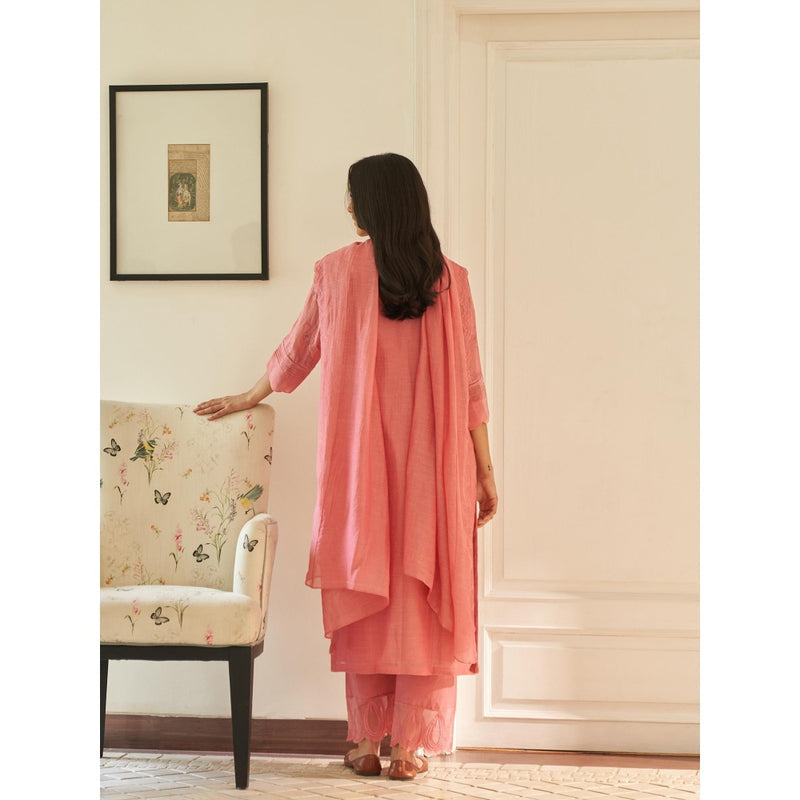 Vaayu Peony Thread Embroidered Kurta with Pant and Dupatta
