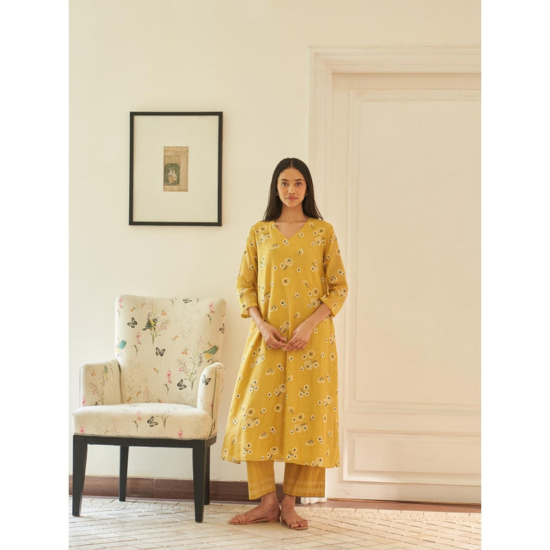 Vaayu Yellow Rue Kurta and Pant