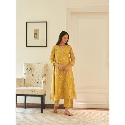 Vaayu Yellow Rue Kurta and Pant