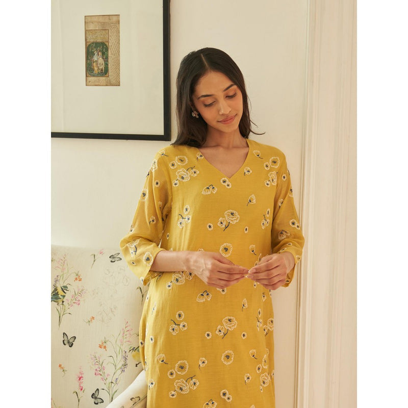 Vaayu Yellow Rue Kurta and Pant
