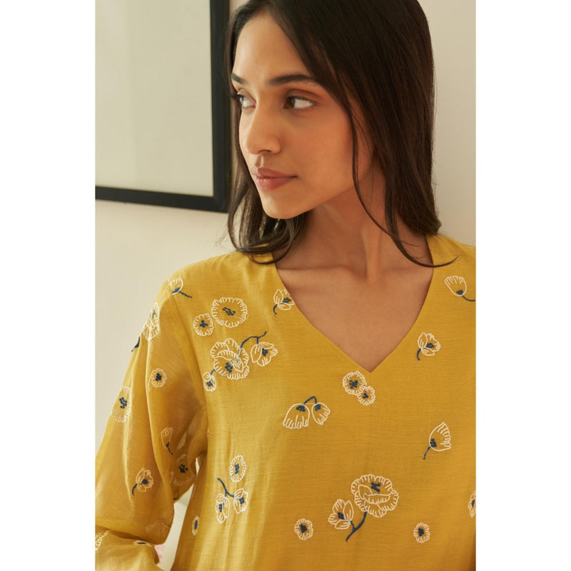 Vaayu Yellow Rue Kurta and Pant