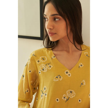 Vaayu Yellow Rue Kurta and Pant