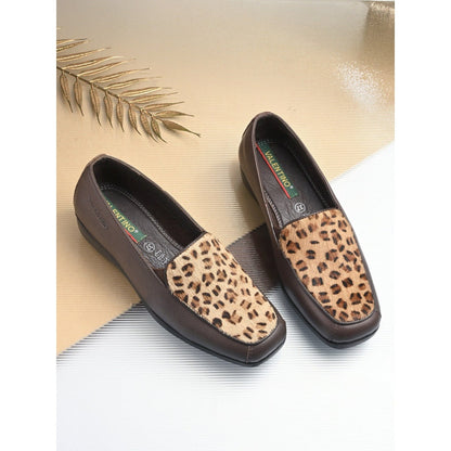 Valentino Women Brown Leather Loafers