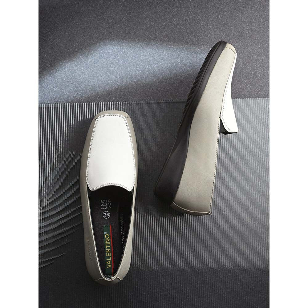 Valentino Women White Leather Loafers