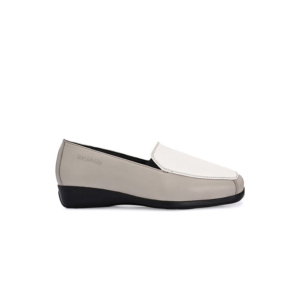 Valentino Women White Leather Loafers