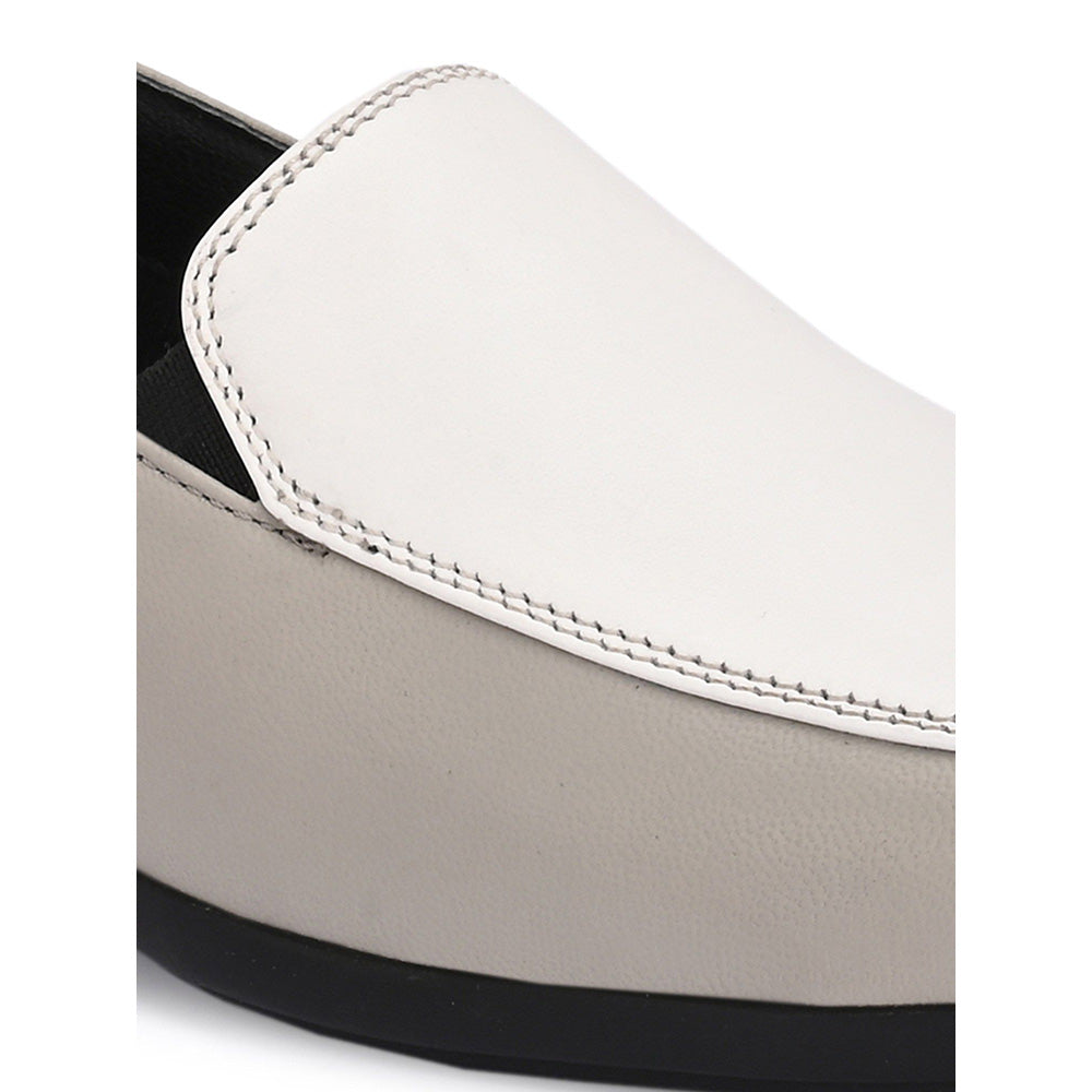 Valentino Women White Leather Loafers