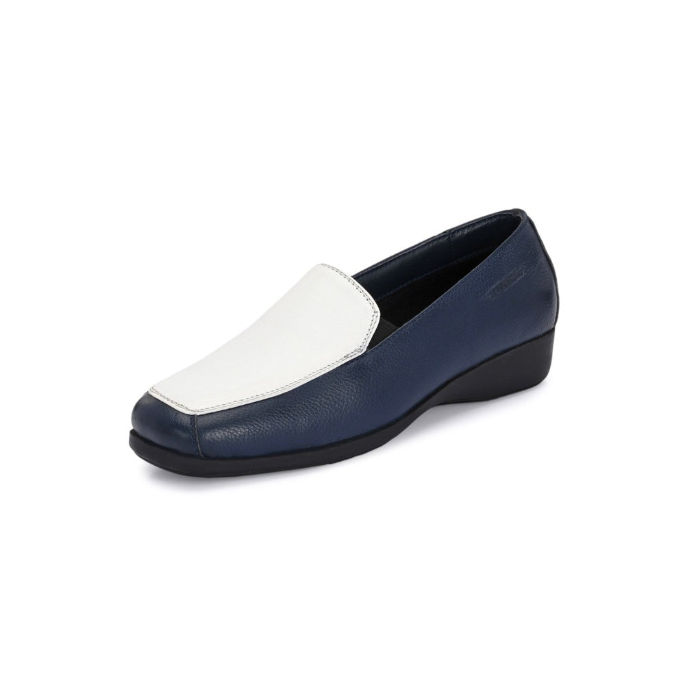 Valentino Women Navy Blue Leather Loafers