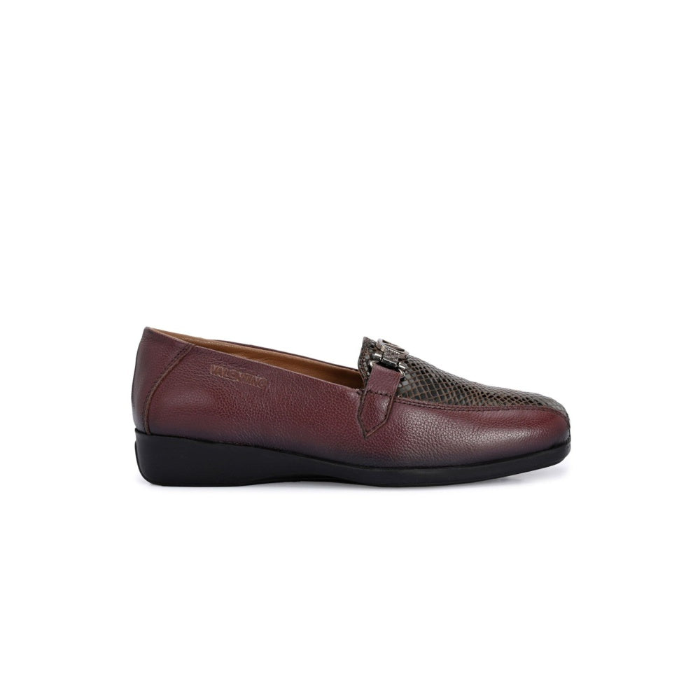 Valentino Women Maroon Leather Loafers