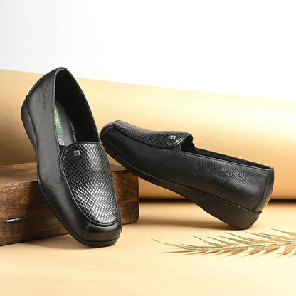 Valentino Women Black Leather Loafers