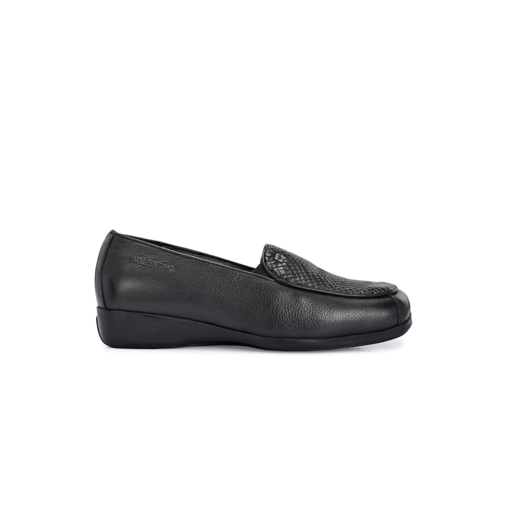 Valentino Women Black Leather Loafers