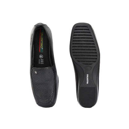 Valentino Women Black Leather Loafers