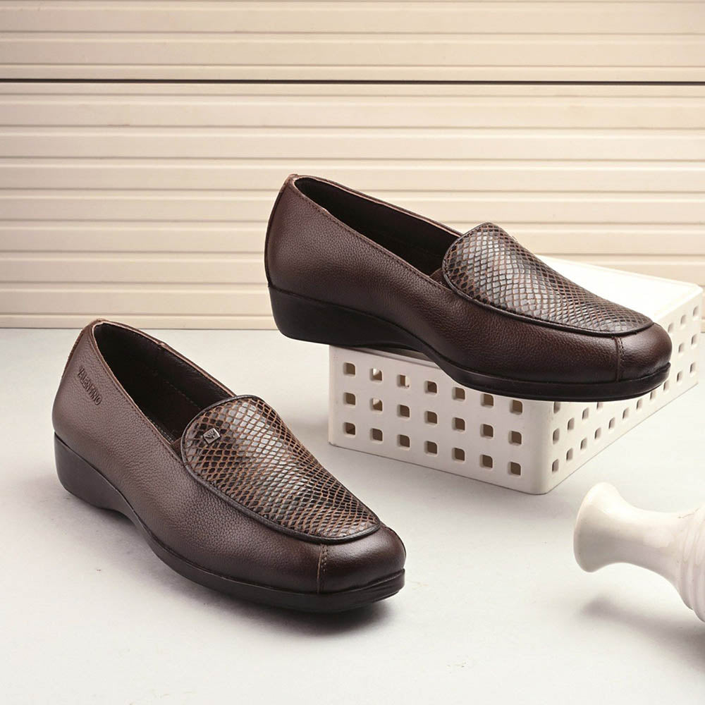 Valentino Women Brown Leather Loafers