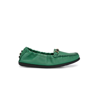 Valentino Women Green Leather Loafers
