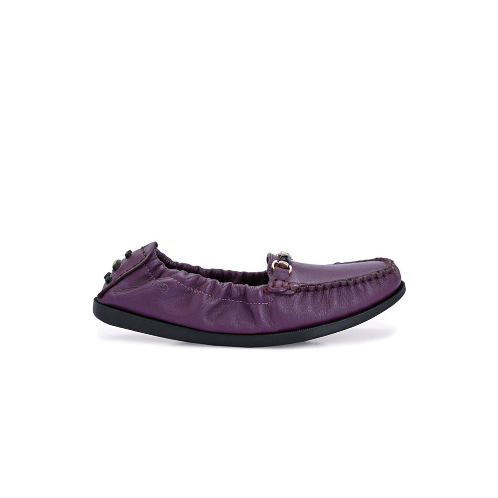 Valentino Women Purple Leather Loafers