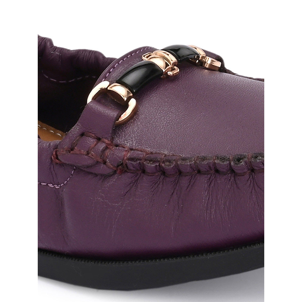 Valentino Women Purple Leather Loafers
