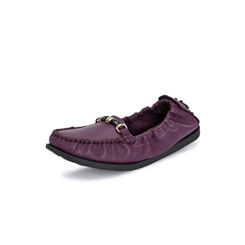Valentino Women Purple Leather Loafers