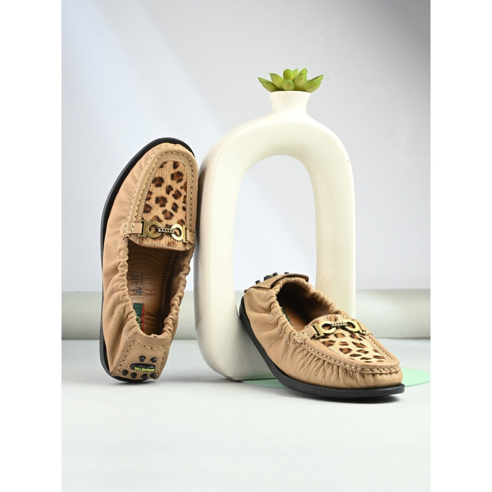 Valentino Women Beige Leather Loafers