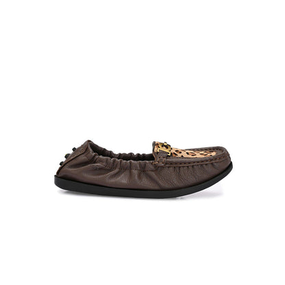 Valentino Women Brown Leather Loafers