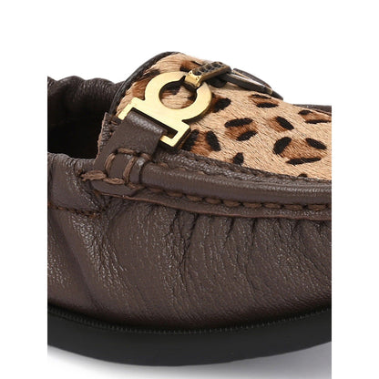 Valentino Women Brown Leather Loafers