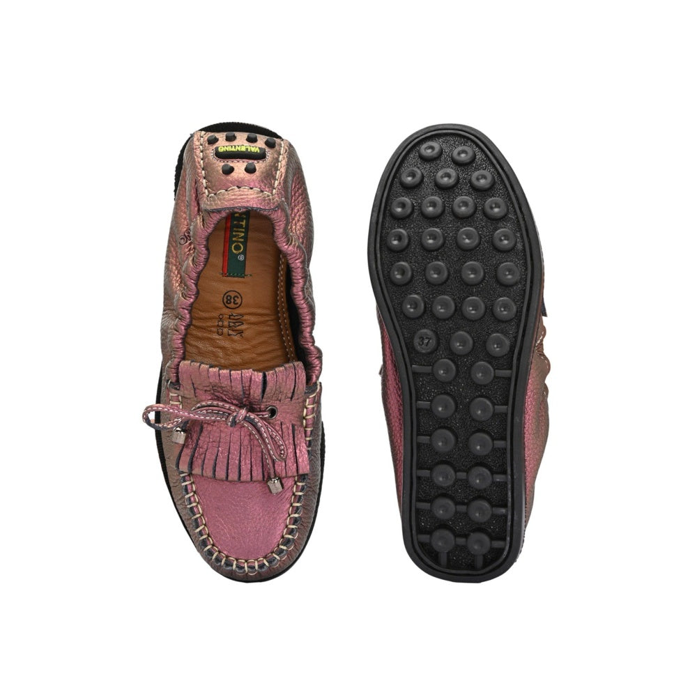 Valentino Women Pink Leather Loafers