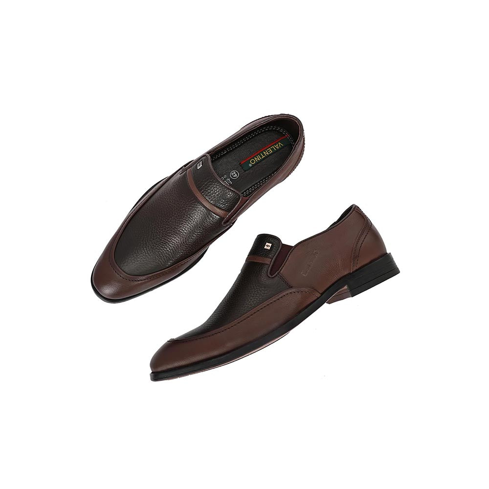 Valentino Mens Leather Casual Loafers - Brown